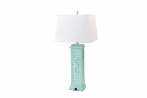 Set of 2 Aqua Seahorse Shutter Base Table Lamps