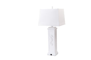 Set of 2 White Seahorse Shutter Base Table Lamps