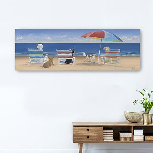 30" x 10" Dogs Perfect Beach Day Canvas Wall Art