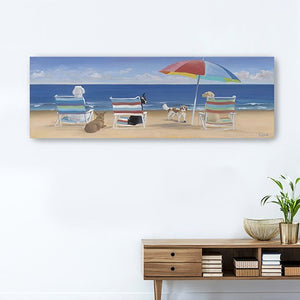 60" x 20" Dogs Perfect Beach Day Canvas Wall Art