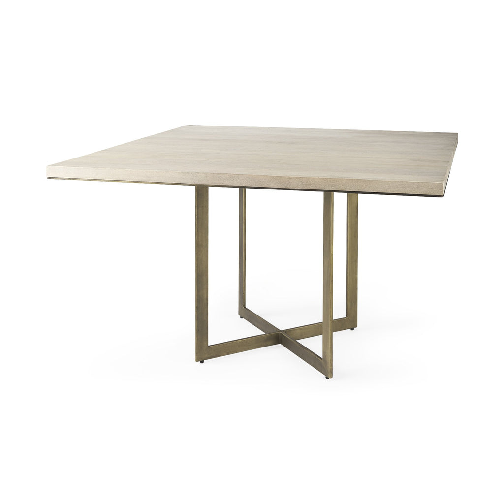 Modern Square Wood and Gold Dining Table - 99fab 