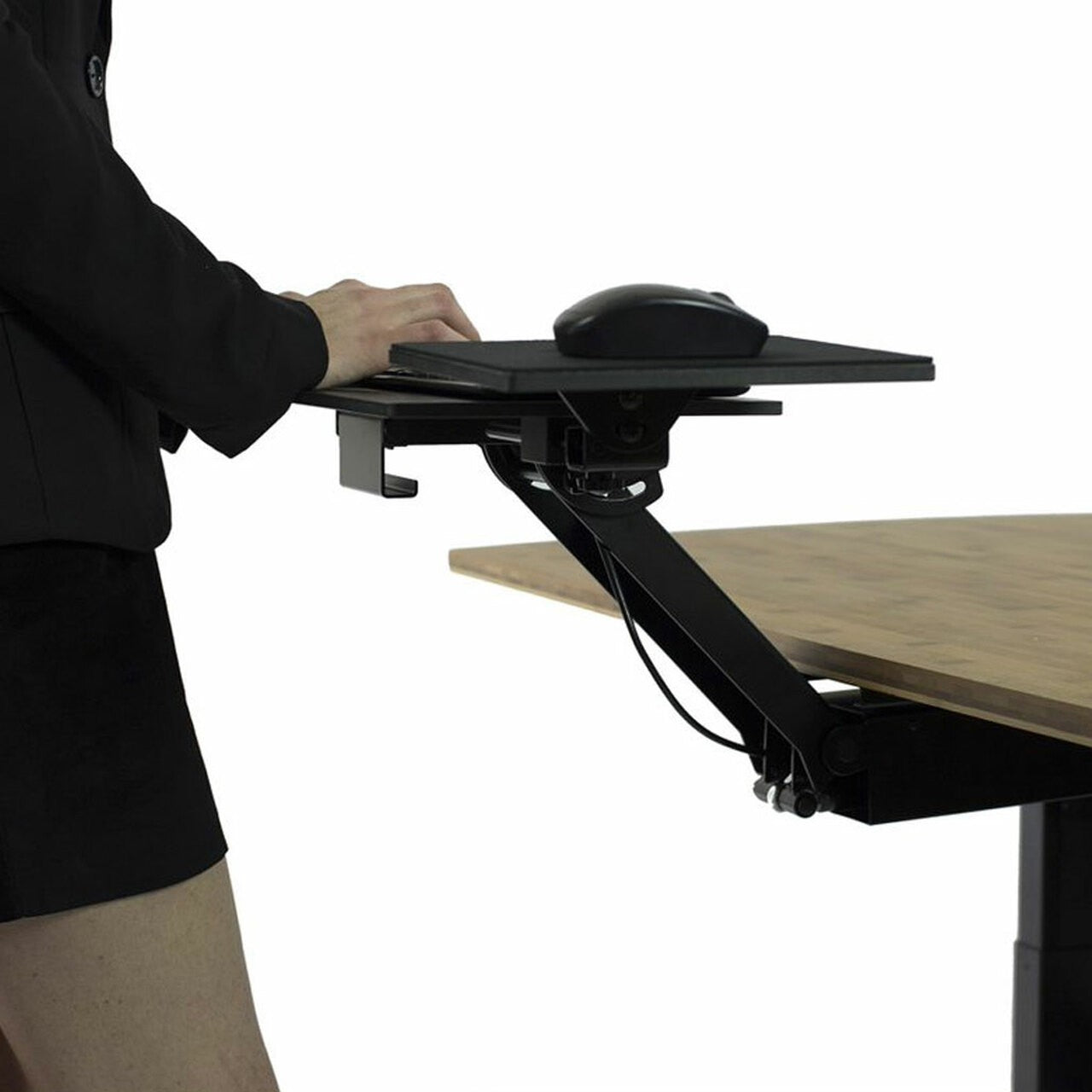 Black Ergonomic Under Desk Pull Out Keyboard Sit or Stand Tray