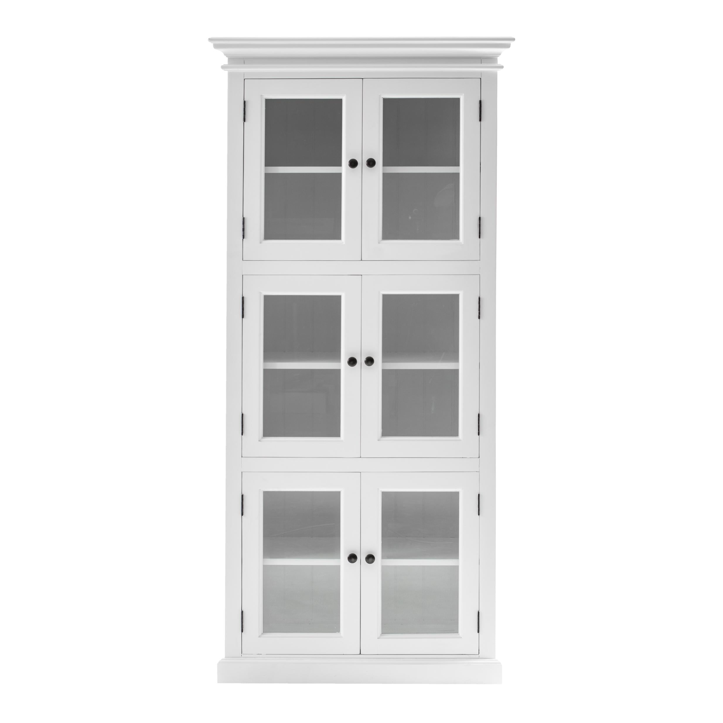 35" White Solid Wood Frame Standard Accent Cabinet With Six Shelves