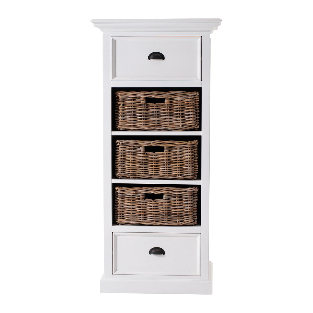 Classic White Storage Cabinet with Basket Set - 99fab 