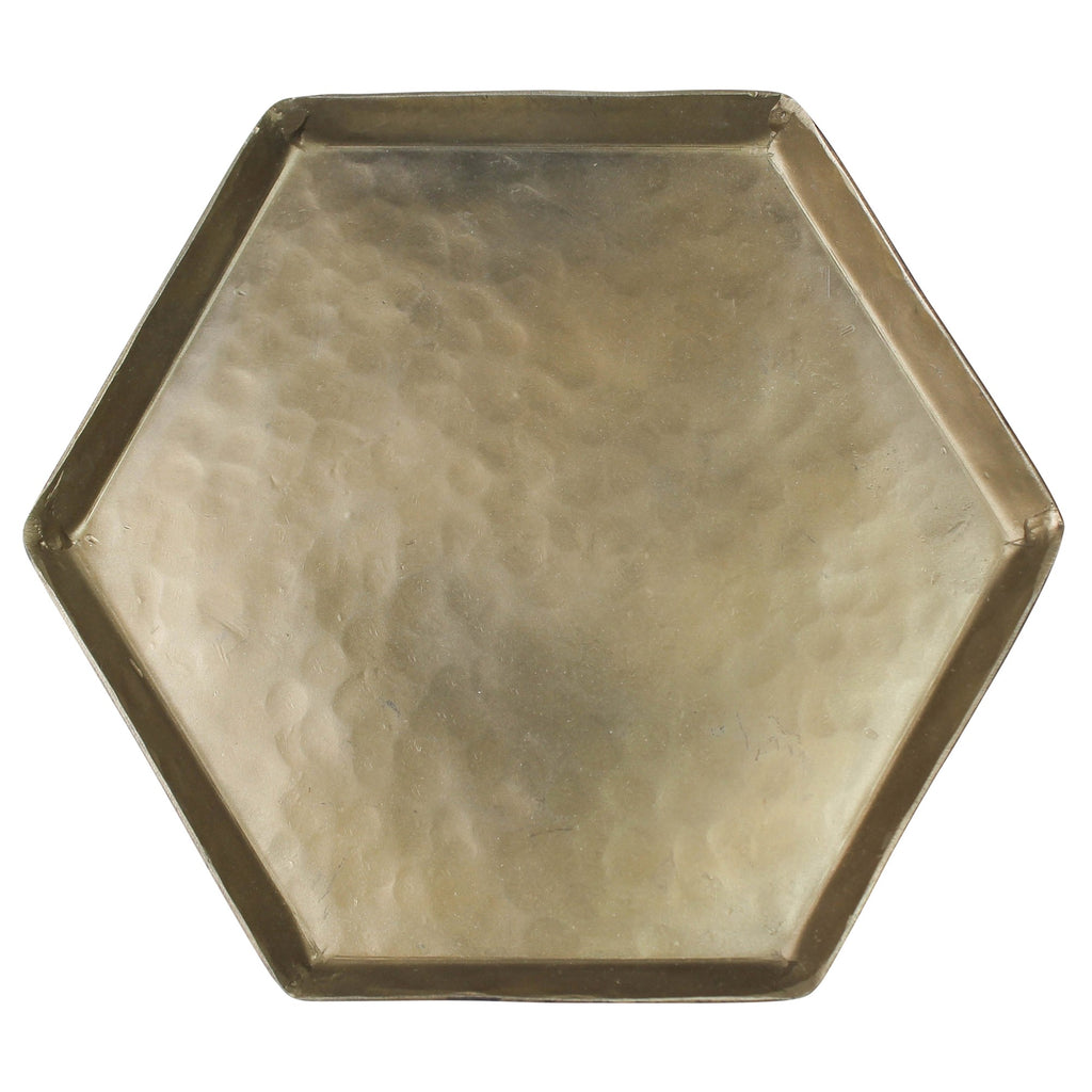 Hammered Metal Hexagonal Serving Tray - 99fab 