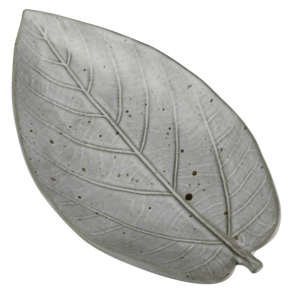 Gray Begonia Leaf Ceramic Serving Tray - 99fab 