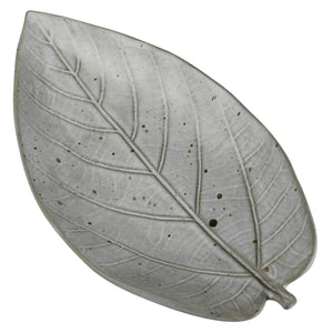 Gray Begonia Leaf Ceramic Serving Tray