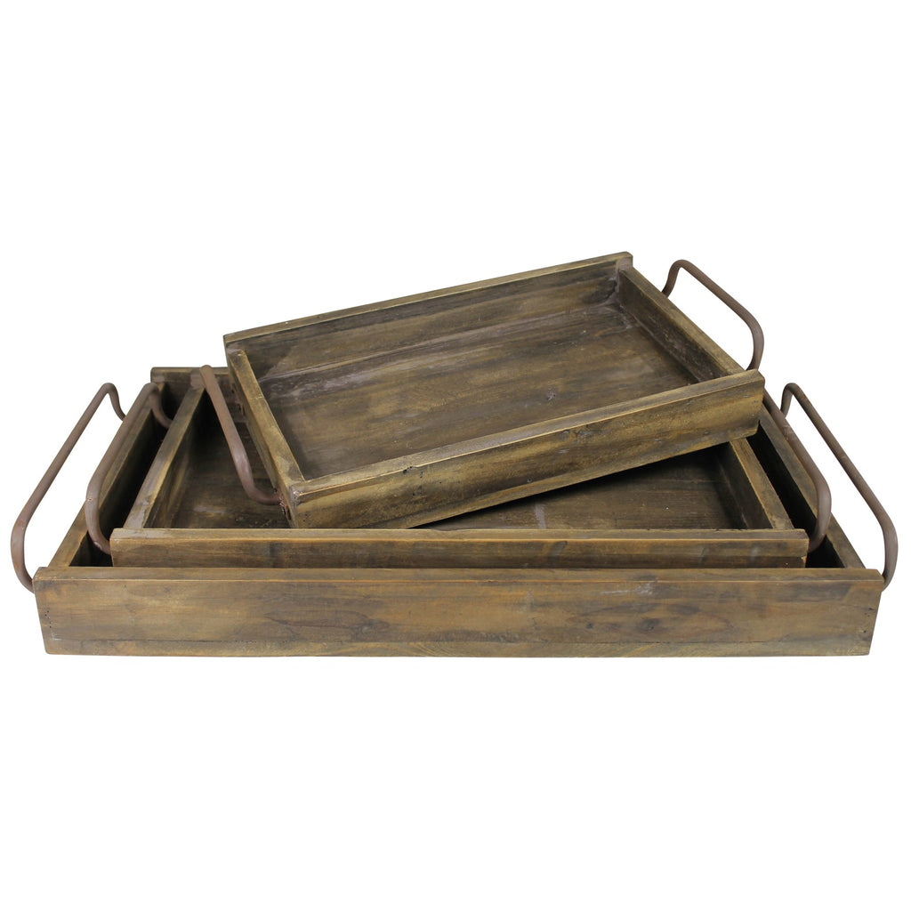 Set of Three Wooden Trays - 99fab 