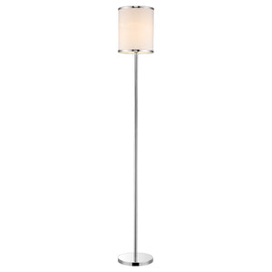 65" Chrome Traditional Shaped Floor Lamp With White Drum Shade