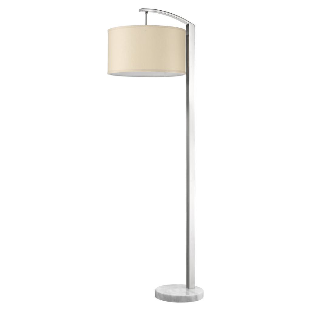 Station 1-Light Brushed Nickel Floor Lamp With Coarse Ivory Linen Shade - 99fab 