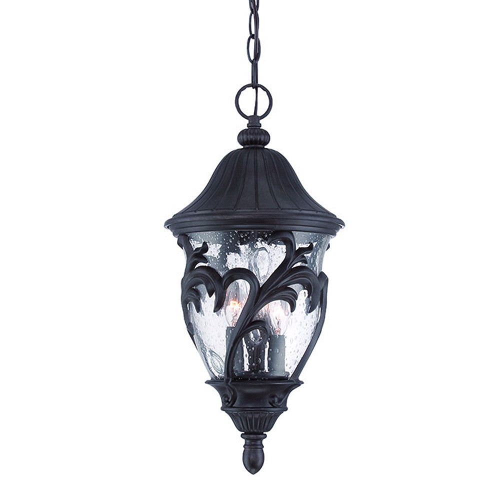 Three Light Matte Black Leaf Detail Hanging Light - 99fab 