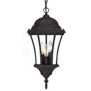 Three Light Matte Black Carousel Lantern Hanging Light