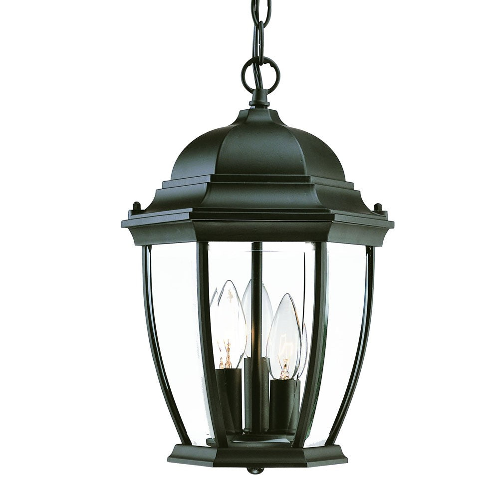 Three Light Matte Black Wide Lantern Hanging Light - 99fab 