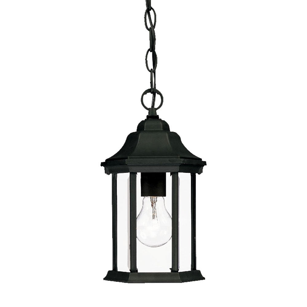 Narrow Matte Black Glass Lantern Hanging Light - 99fab 