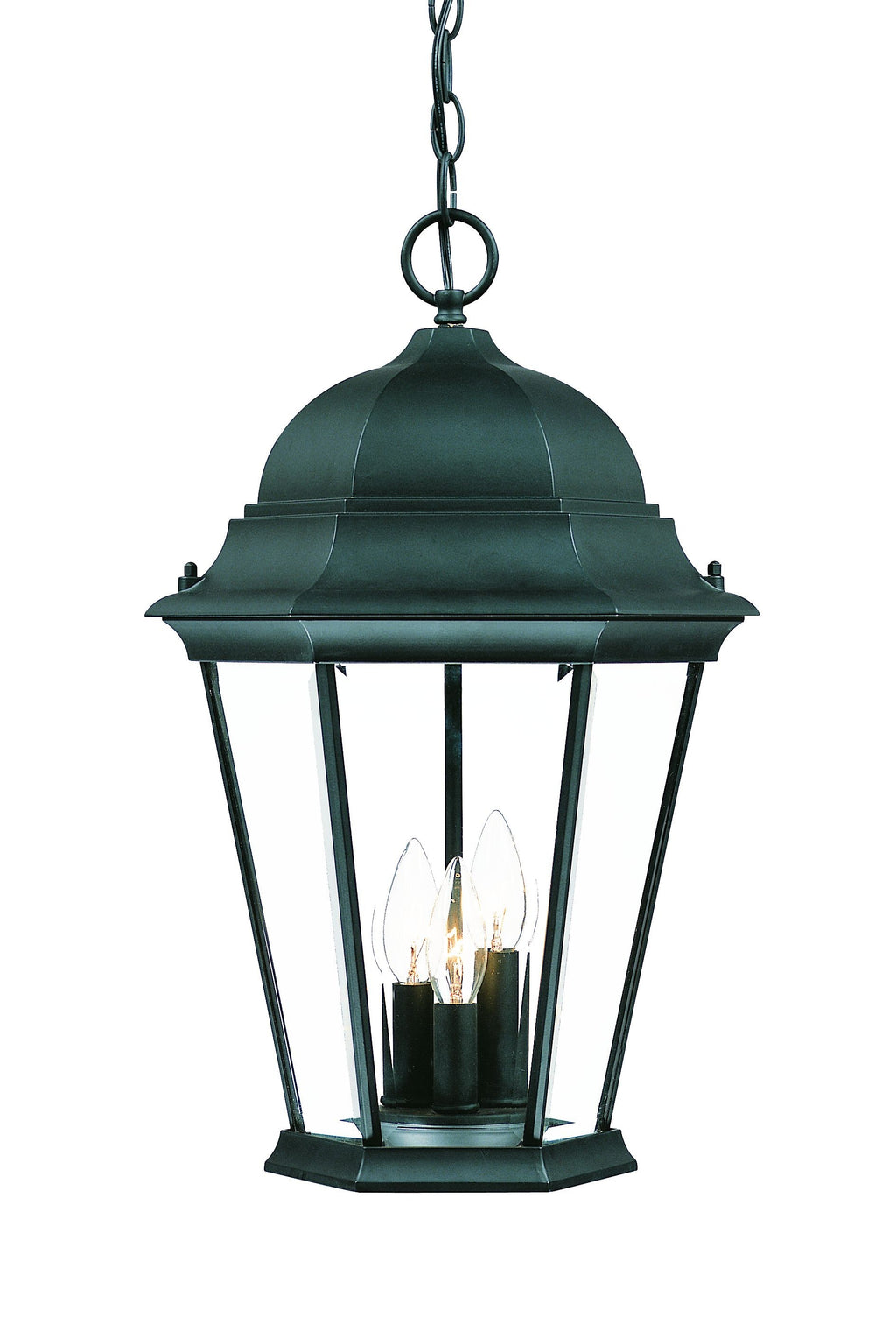 Three Light Matte Black Domed Glass Lantern Hanging Light - 99fab 