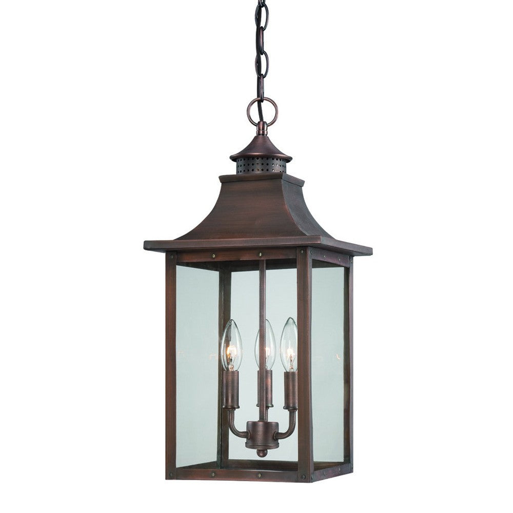 St. Charles 3-Light Acopper Patina Hanging Light - 99fab 