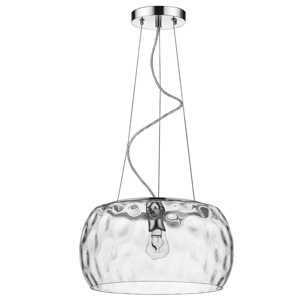 Mystere 1-Light Polished Chrome Pendant With Dimpled Glass Shade - 99fab 