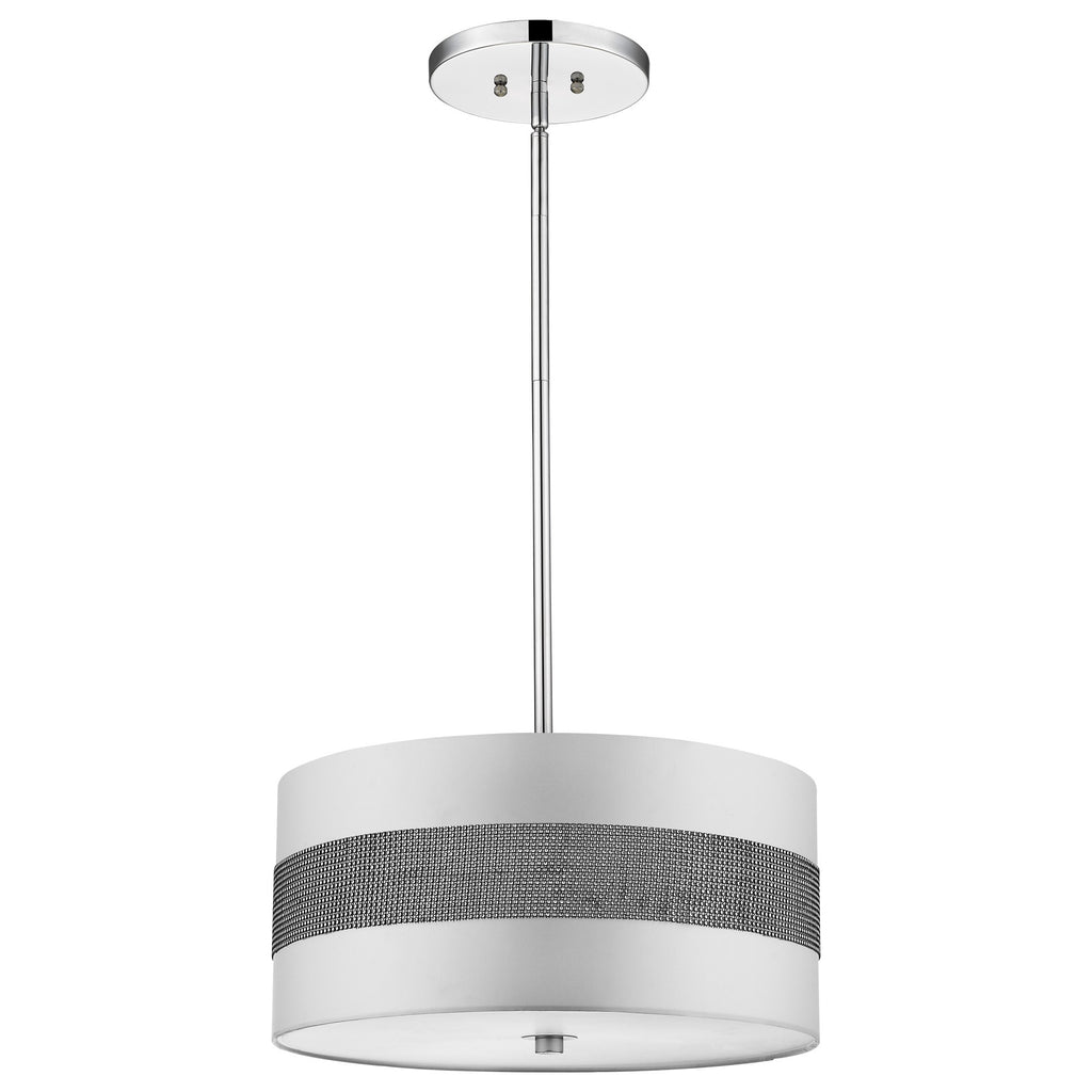 Harmony 3-Light Metallic Silver Pendant With Crystal Studded Platinum Sheen Shade - 99fab 