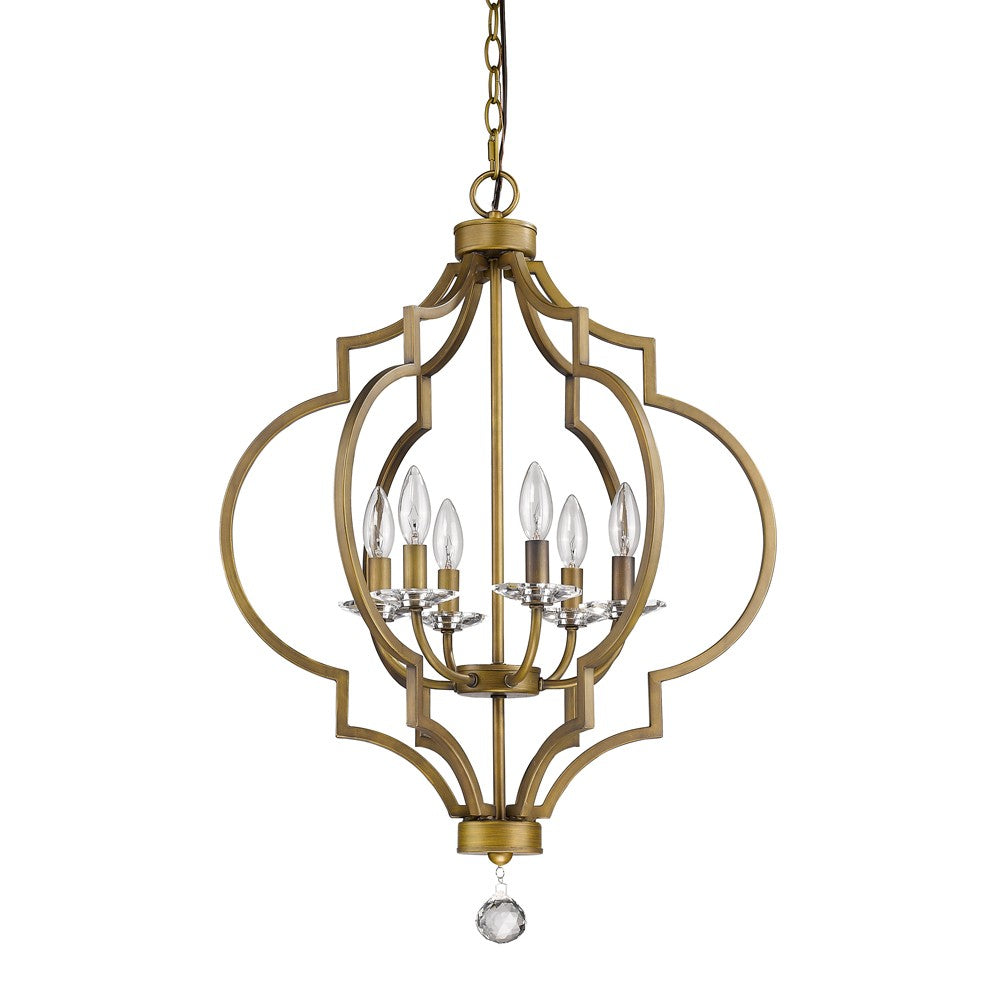 Peyton 6-Light Raw Brass Chandelier With Crystal Accents