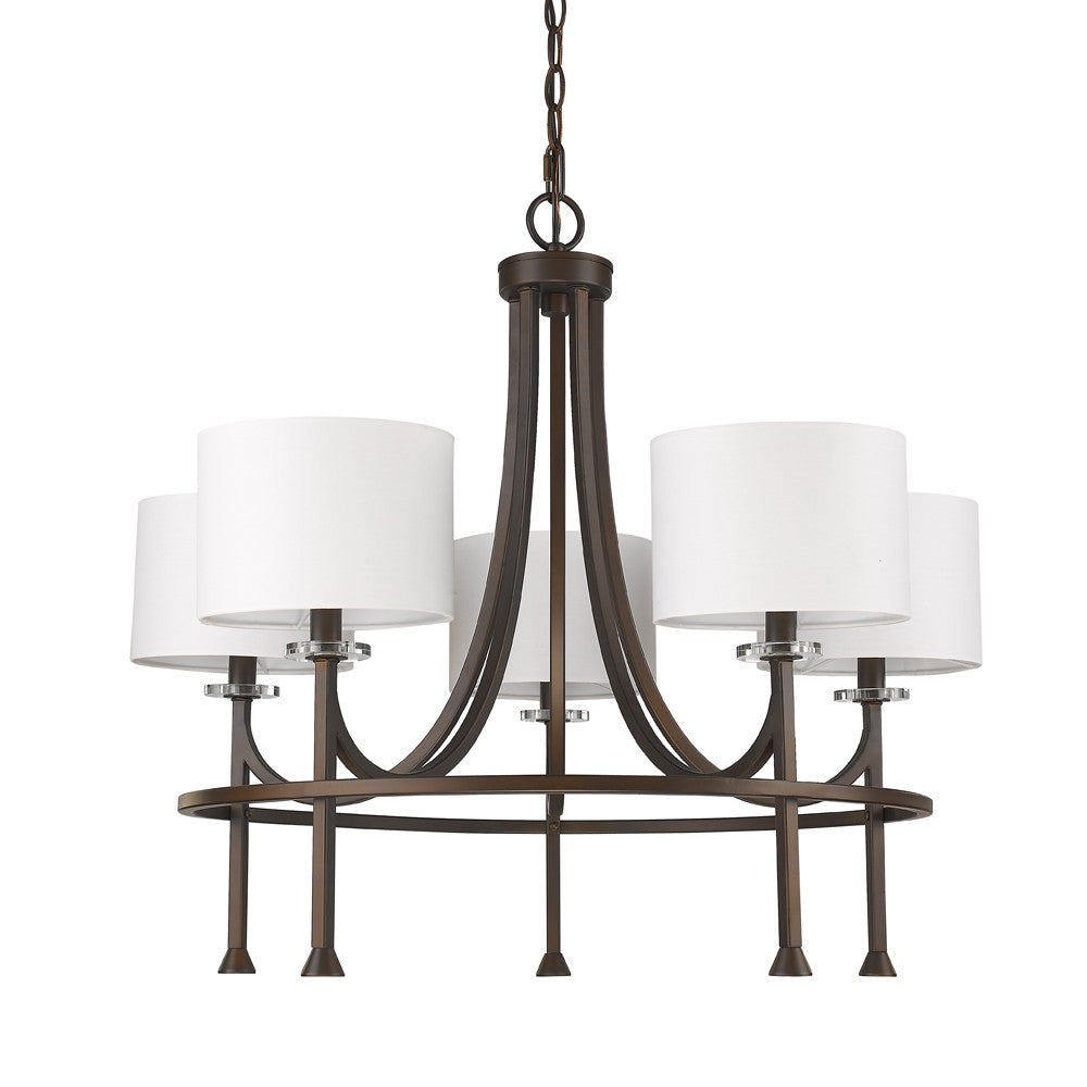 Kara 5-Light Oil-Rubbed Bronze Chandelier With Fabric Shades And Crystal Bobeches - 99fab 