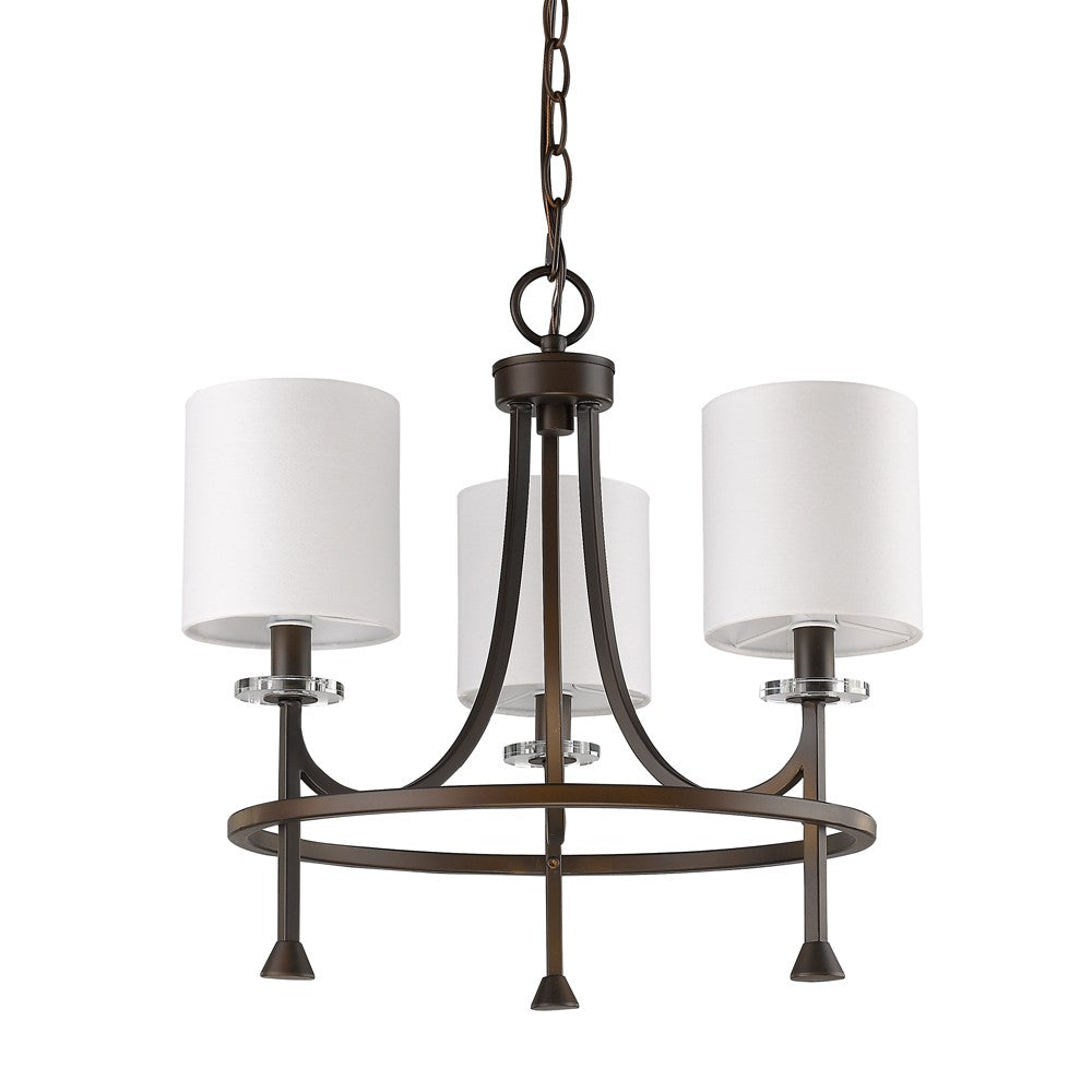 Kara 3-Light Oil-Rubbed Bronze Chandelier With Fabric Shades And Crystal Bobeches - 99fab 