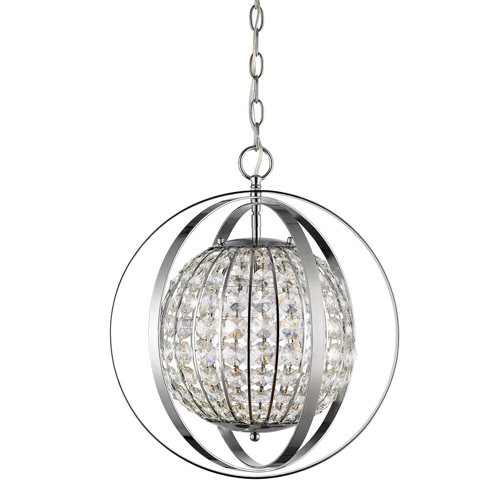 Olivia 1-Light Polished Nickel Crystal Globe Pendant - 99fab 