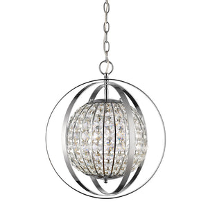 Olivia 1-Light Polished Nickel Crystal Globe Pendant