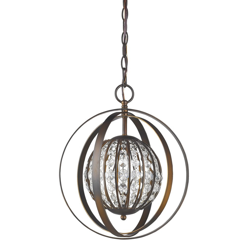 Olivia 1-Light Oil-Rubbed Bronze Crystal Globe Pendant - 99fab 