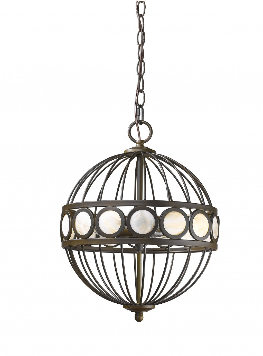 Aria 3-Light Oil-Rubbed Bronze Globe Pendant With Mother Of Pearl Accents - 99fab 