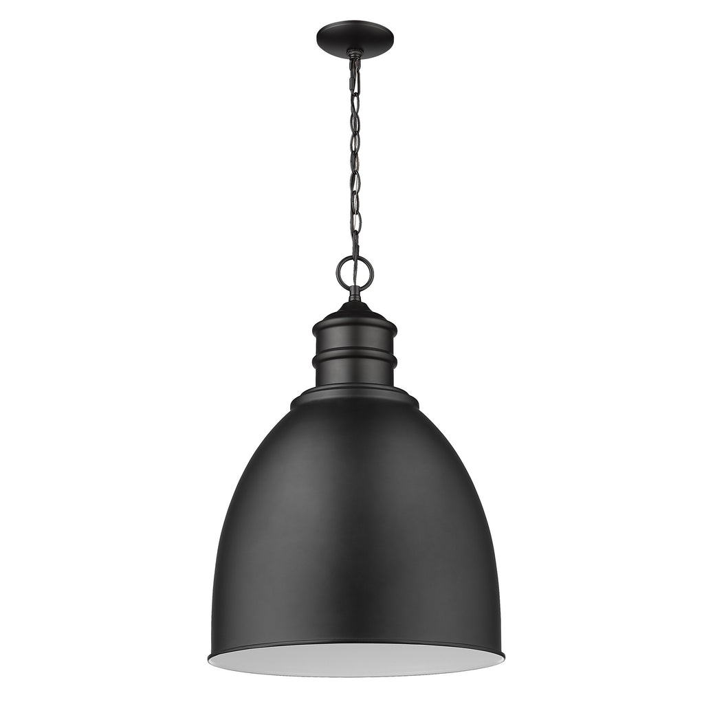 Colby 1-Light Matte Black Pendant With Gloss White Interior Shade - 99fab 