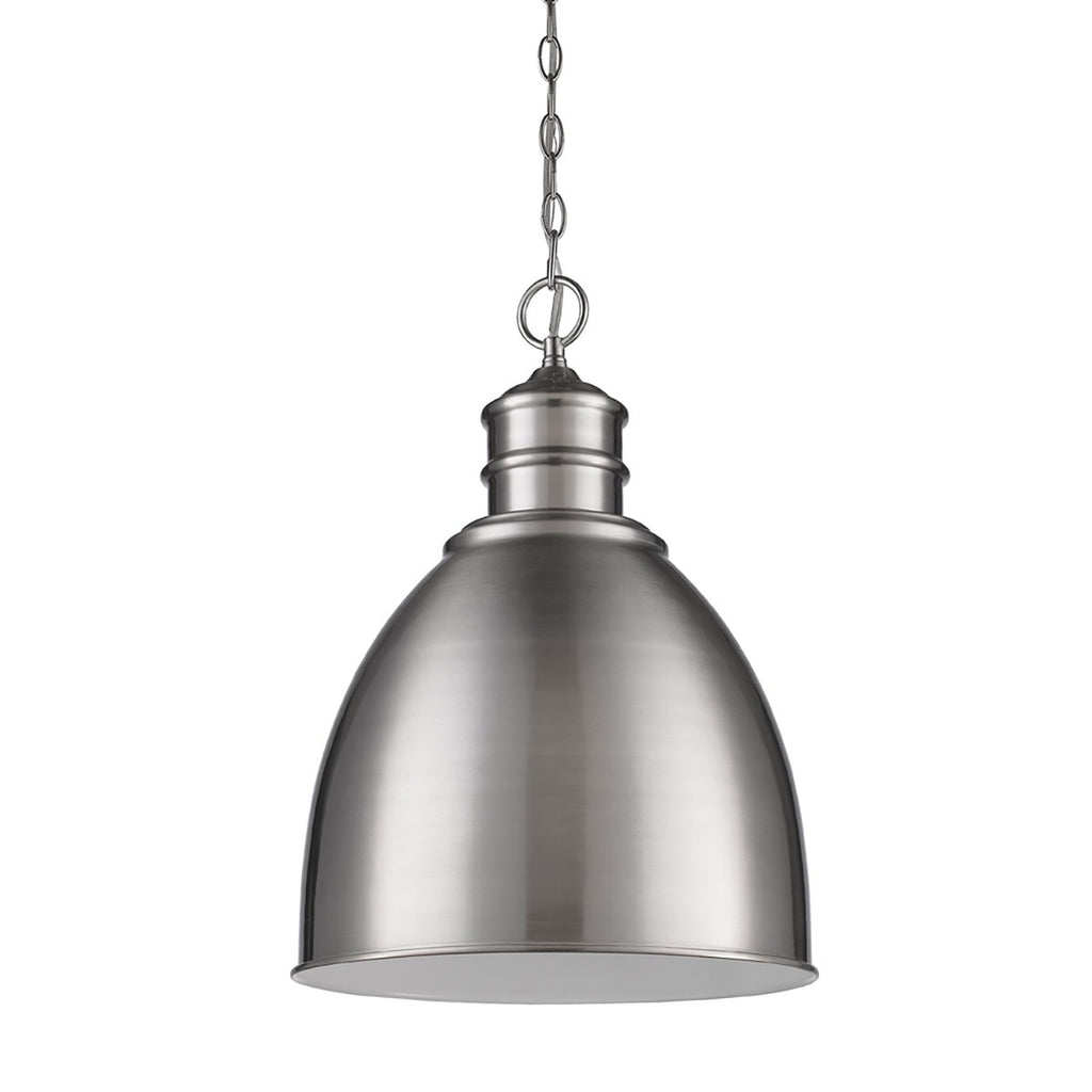 Colby 1-Light Satin Nickel Pendant With Gloss White Interior Shade - 99fab 