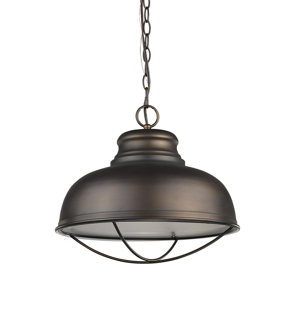 Ansen 1-Light Oil-Rubbed Bronze Pendant With Gloss White Interior Shade - 99fab 