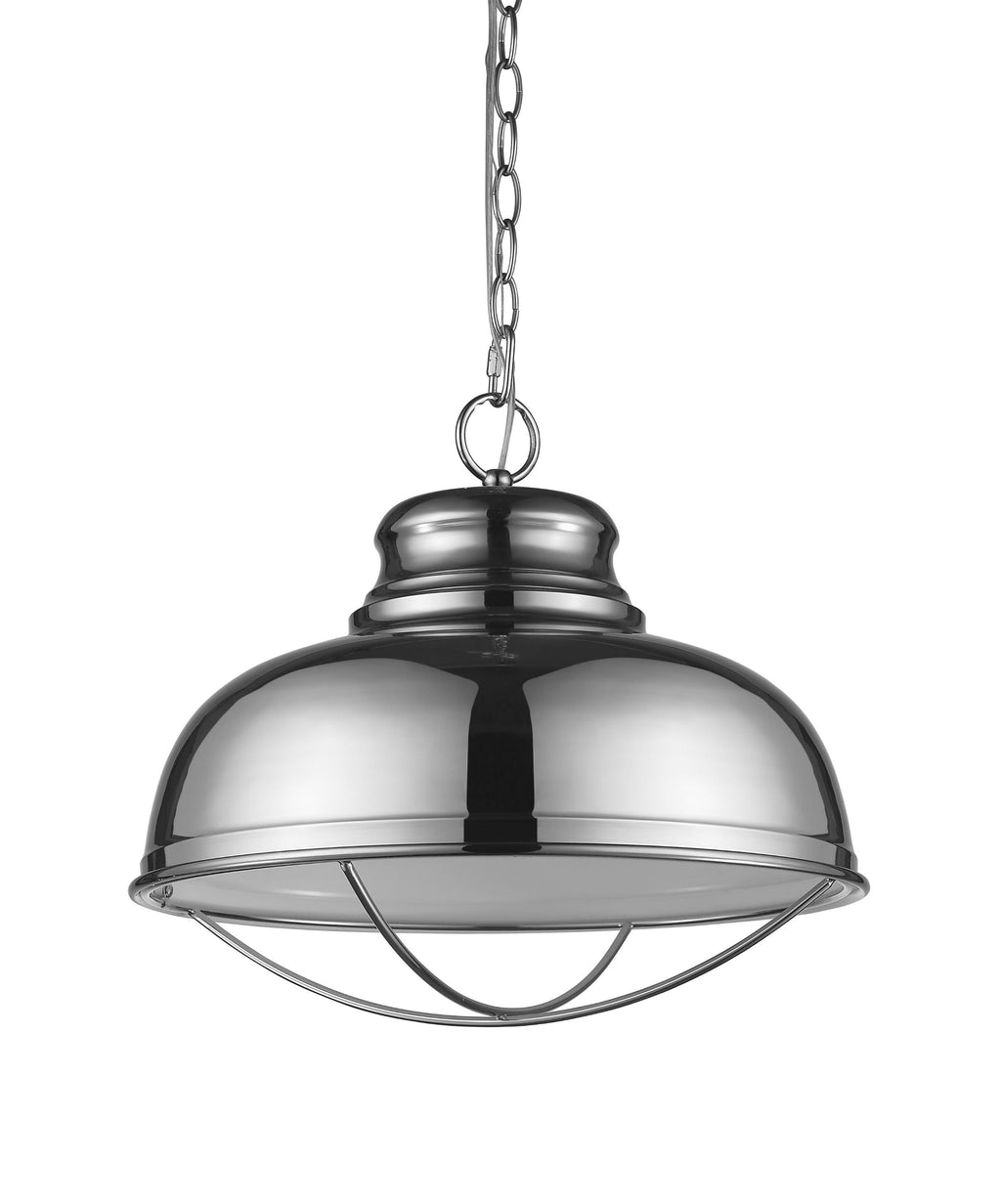 Ansen 1-Light Polished Nickel Pendant With Gloss White Interior Shade - 99fab 