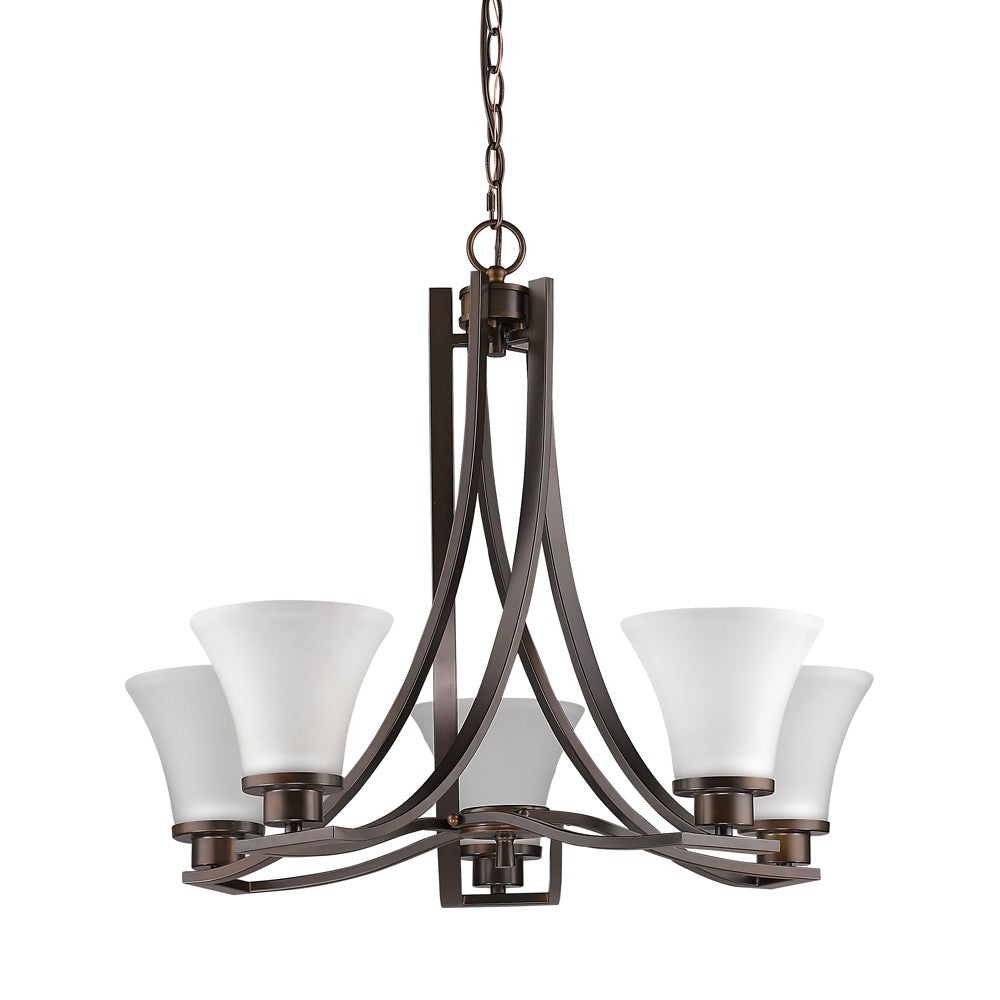 Mia 5-Light Oil-Rubbed Bronze Chandelier With Etched Glass Shades - 99fab 