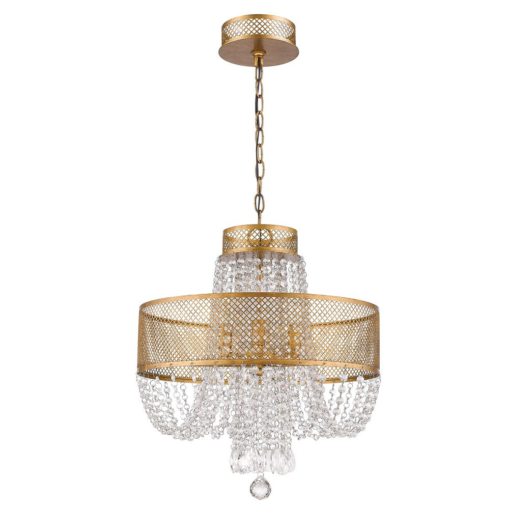 Viola 4-Light Antique Gold Crystal Chandelier