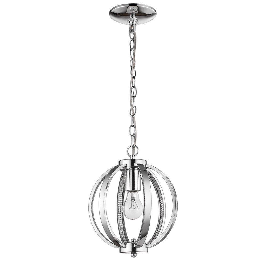 Nevaeh 1-Light Chrome Globe Pendant With Crystal Accents - 99fab 