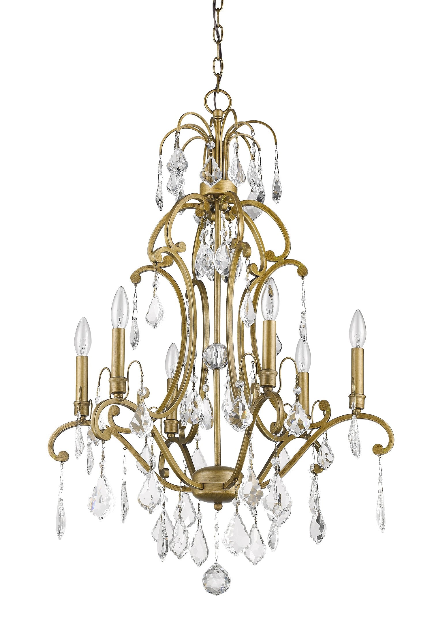 Claire 6-Light Antique Gold Chandelier With Crystal Accents