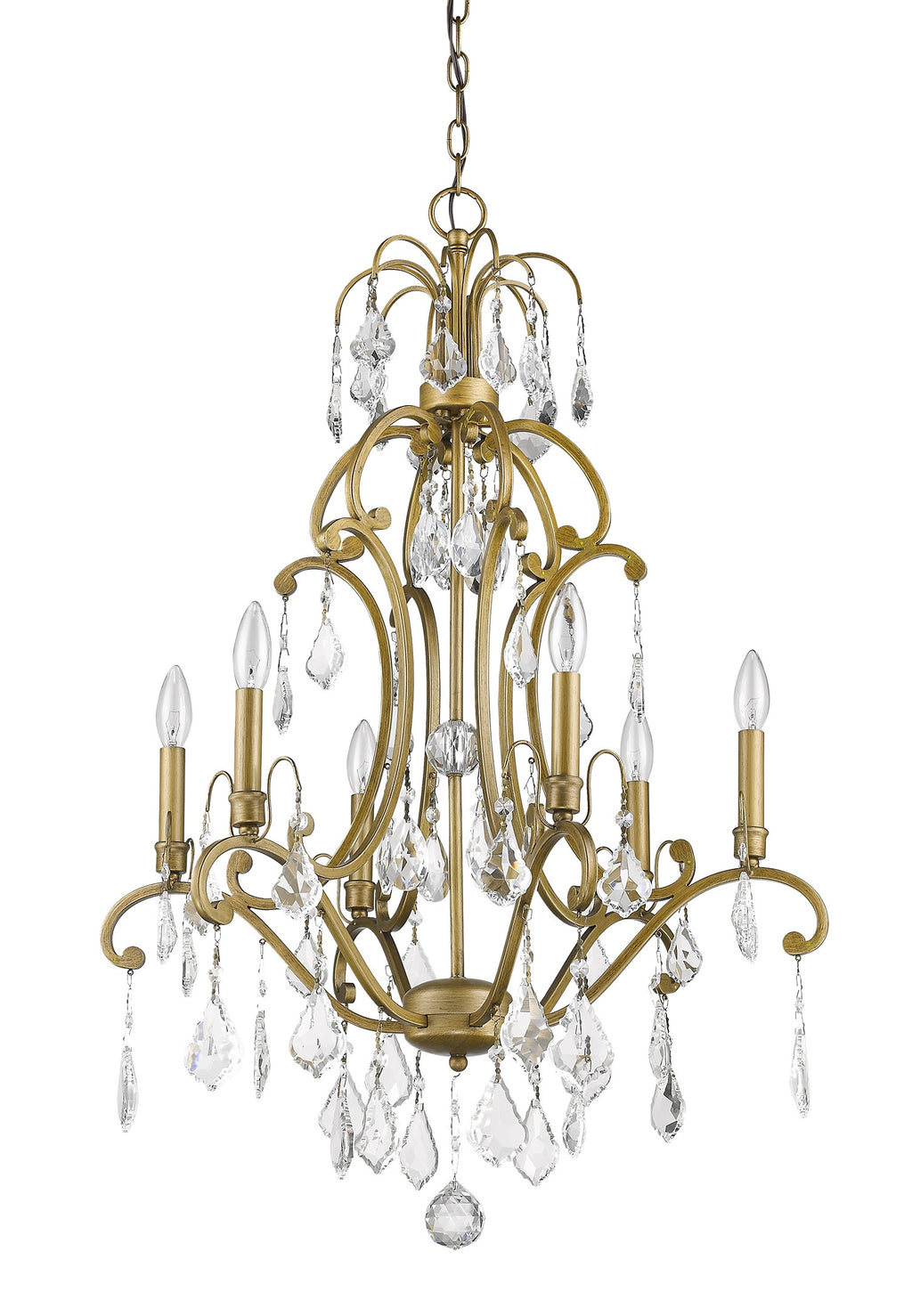 Claire 6-Light Antique Gold Chandelier With Crystal Accents - 99fab 