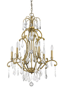 Claire 6-Light Antique Gold Chandelier With Crystal Accents