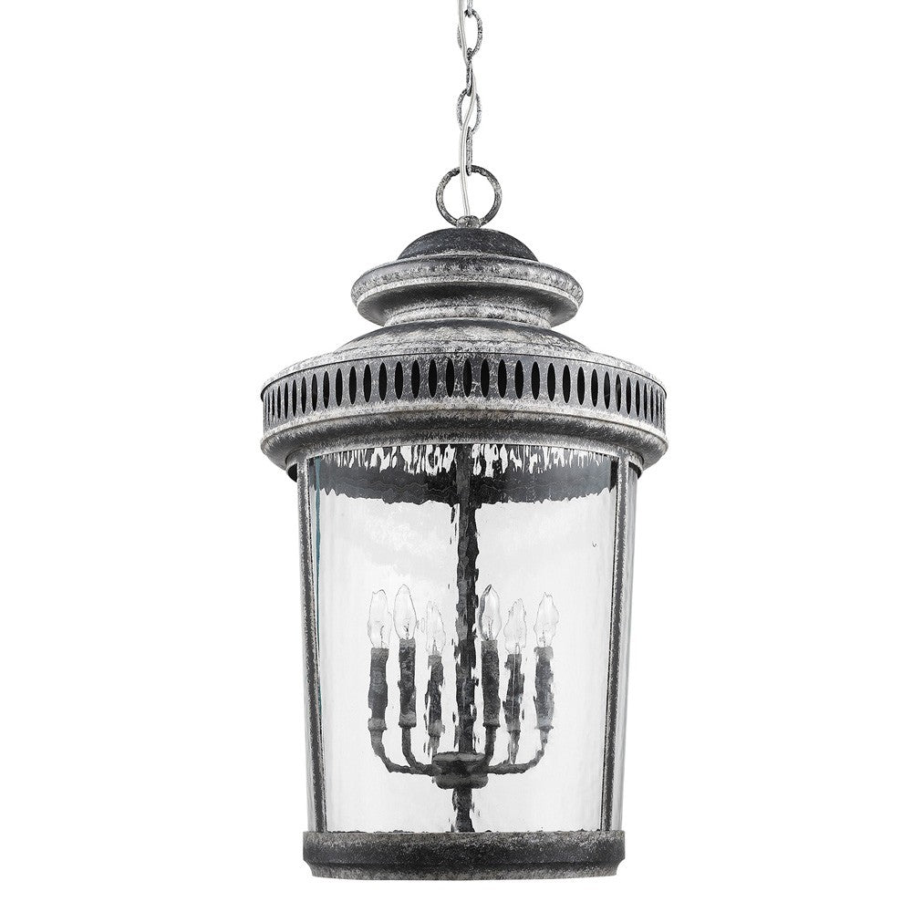 Kingston 6-Light Antique Lead Foyer Pendant With Curved Water Glass Panes - 99fab 