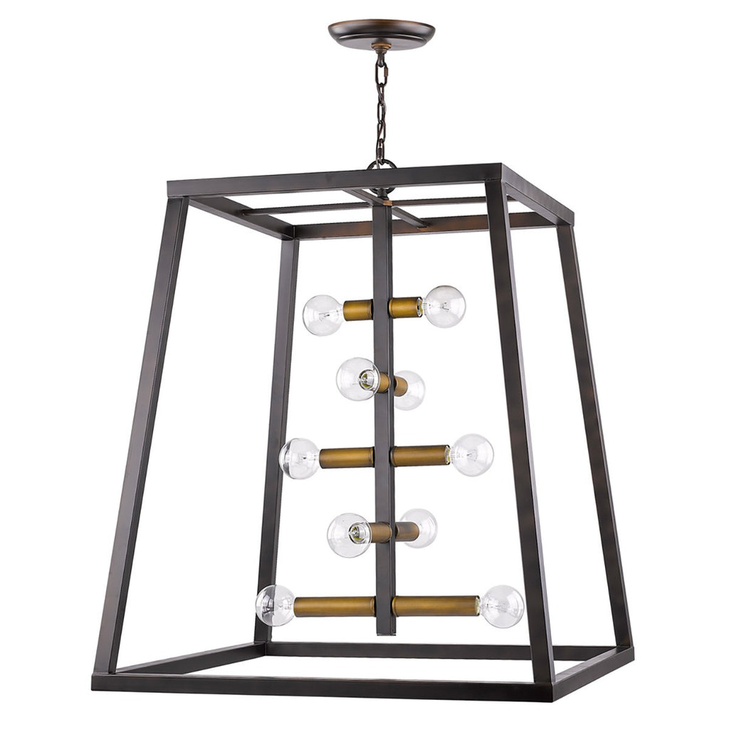 Tiberton 10-Light Oil-Rubbed Bronze Foyer Pendant With Antique Brass Sockets - 99fab 