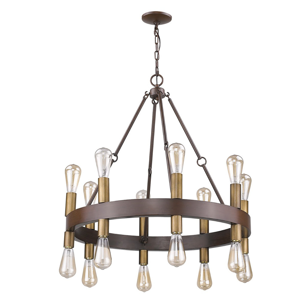 Cumberland 16-Light Wood Finish Chandelier With Raw Brass Sockets - 99fab 