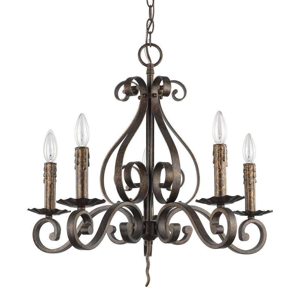 Lydia 5-Light Russet Chandelier With Melted Wax Tapers - 99fab 