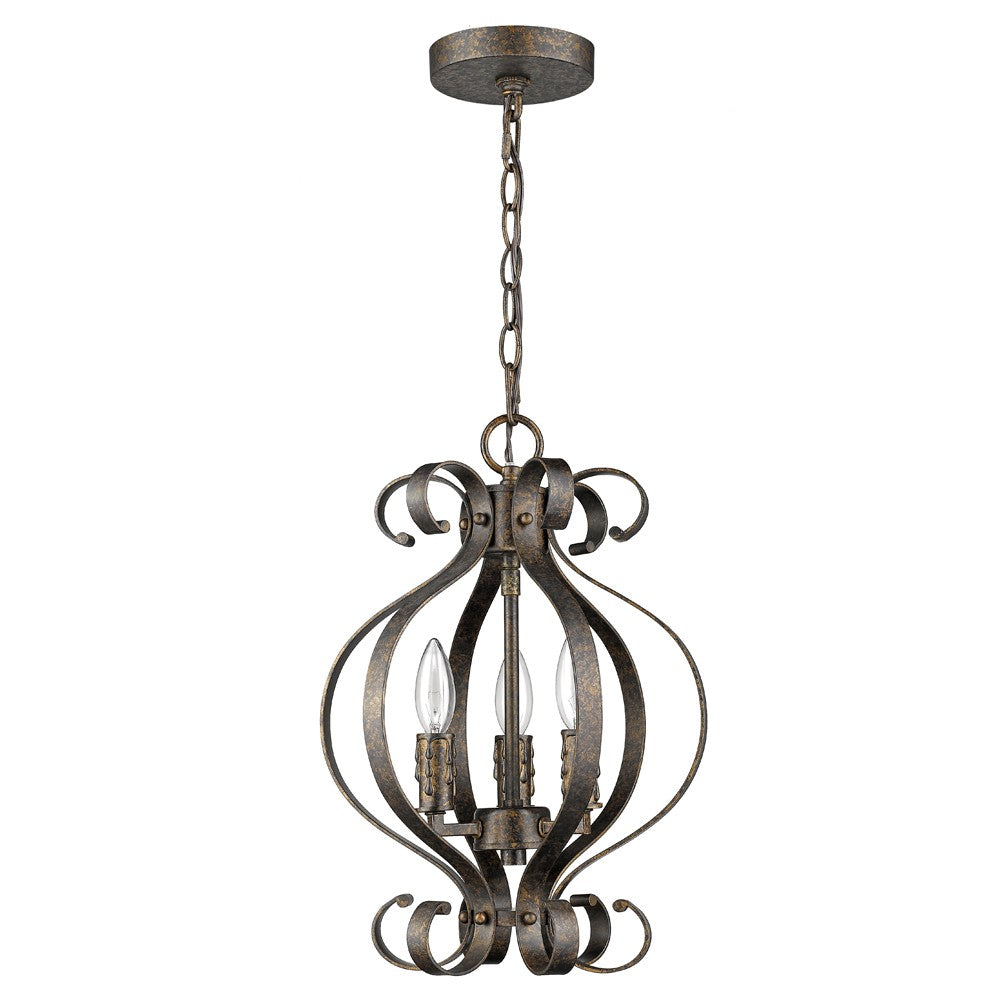 Lydia 3-Light Russet Chandelier With Melted Wax Tapers - 99fab 