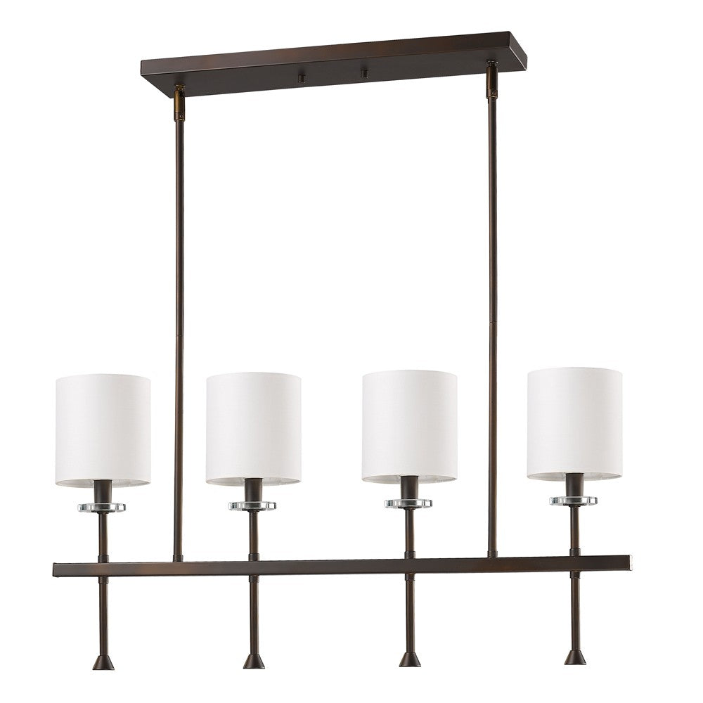 Kara 4-Light Oil-Rubbed Bronze Island Pendant With Fabric Shades And Crystal Bobeches - 99fab 