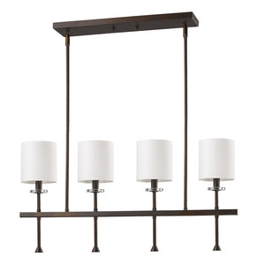 Kara 4-Light Oil-Rubbed Bronze Island Pendant With Fabric Shades And Crystal Bobeches