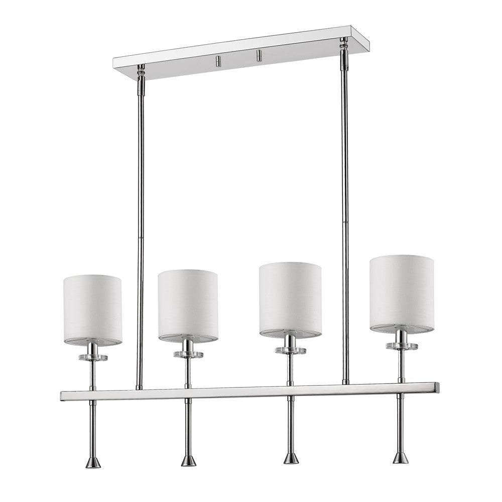 Kara 4-Light Polished Nickel Island Pendant With Fabric Shades And Crystal Bobeches - 99fab 