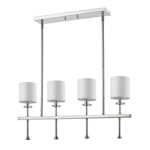 Kara 4-Light Polished Nickel Island Pendant With Fabric Shades And Crystal Bobeches