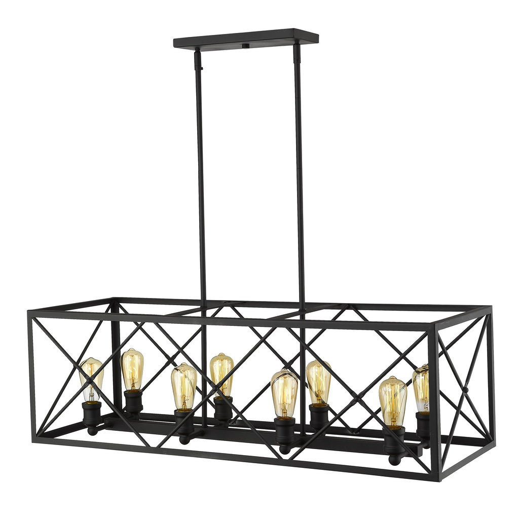 Brooklyn 8-Light Matte Black Island Pendant With Metal Framework Shade - 99fab 