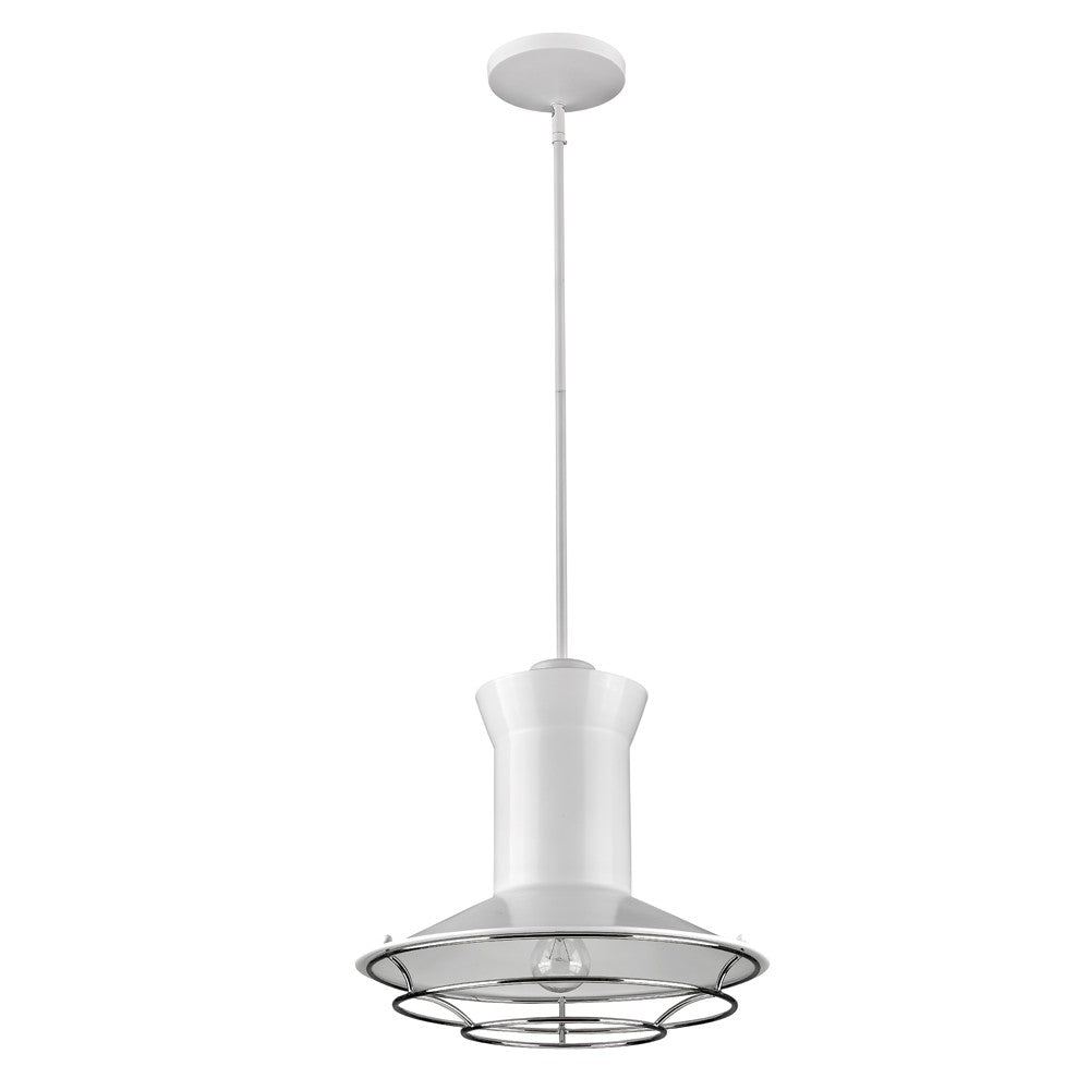 Newport 1-Light White Pendant With Polished Nickel Louver - 99fab 